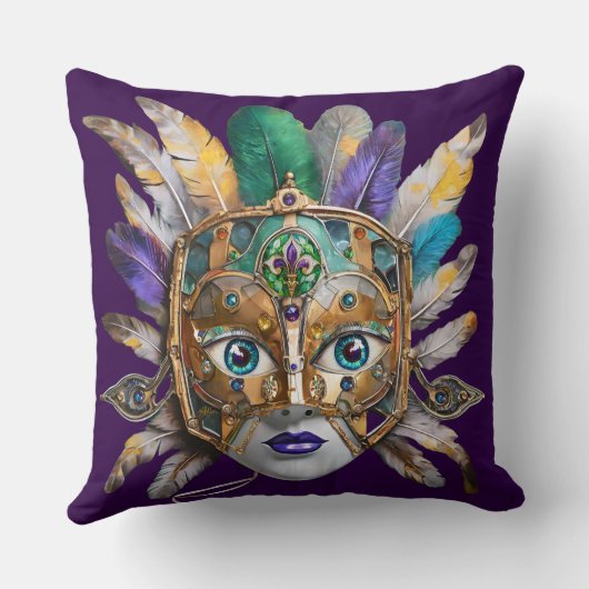Mardi Gras Feather and Metal Mask クッション (裏面)