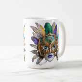 Mardi Gras Feather and Metal Mask コーヒーマグカップ (正面右)