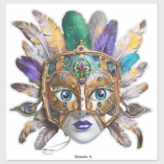 Mardi Gras Feather and Metal Mask シール (シート)