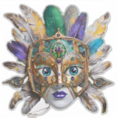Mardi Gras Feather and Metal Mask シール (正面)