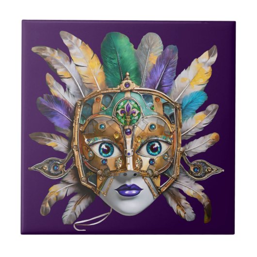 Mardi Gras Feather and Metal Mask タイル (正面)