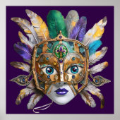 Mardi Gras Feather and Metal Mask ポスター (正面)