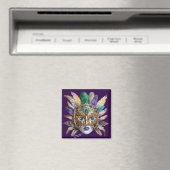 Mardi Gras Feather and Metal Mask マグネット (インサイチュ (食洗機))