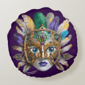 Mardi Gras Feather and Metal Mask ラウンドクッション (裏面)