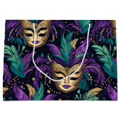 Mardi Gras Feathers And Mask ラージペーパーバッグ (正面)