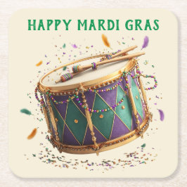 Mardi Gras Festive Drum スクエアペーパーコースター