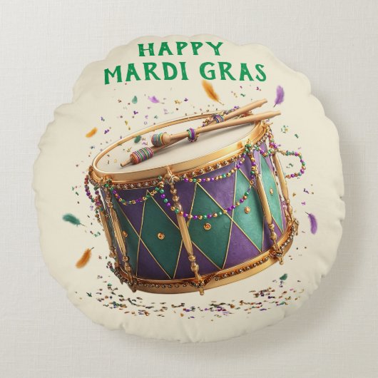 Mardi Gras Festive Drum ラウンドクッション (正面)
