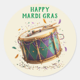 Mardi Gras Festive Drum ラウンドシール