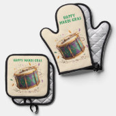 Mardi Gras Festive Drum 鍋つかみ&鍋敷きセット (正面/裏面)