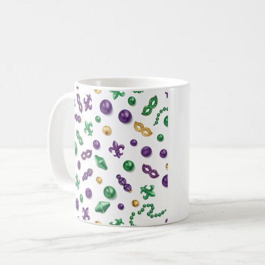 Mardi Gras Festive Pattern Mug コーヒーマグカップ (正面左)