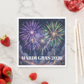 Mardi Gras Fireworks Personalize Party  スタンダードランチョンナプキン (インサイチュ)