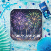 Mardi Gras Fireworks Personalize Party  ペーパープレート (パーティー)