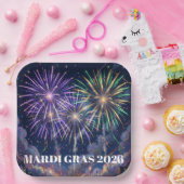 Mardi Gras Fireworks Personalize Party  ペーパープレート (パーティー)