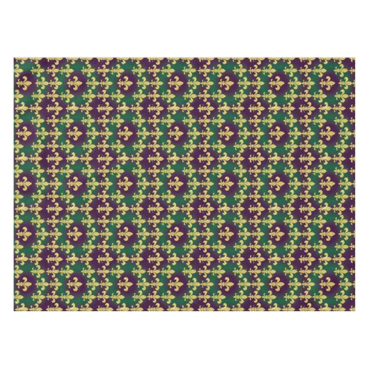 Mardi Gras Fleur De Lis テーブルクロス (正面(横))