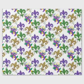 Mardi Gras fleur de lis and masks ラッピングペーパー