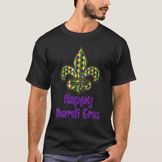 Mardi Gras Fleur De Lis Costume Shirt Carnaval Par Tシャツ (正面)