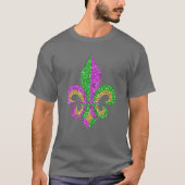 Mardi Gras Fleur De Lis Glitter Carnival Jester Me Tシャツ (正面)