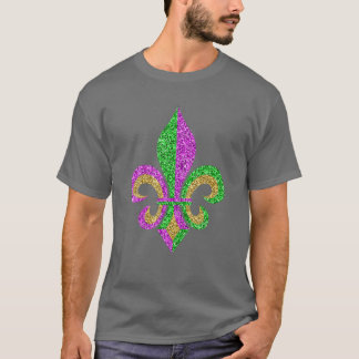 Mardi Gras Fleur De Lis Glitter Carnival Jester Me Tシャツ