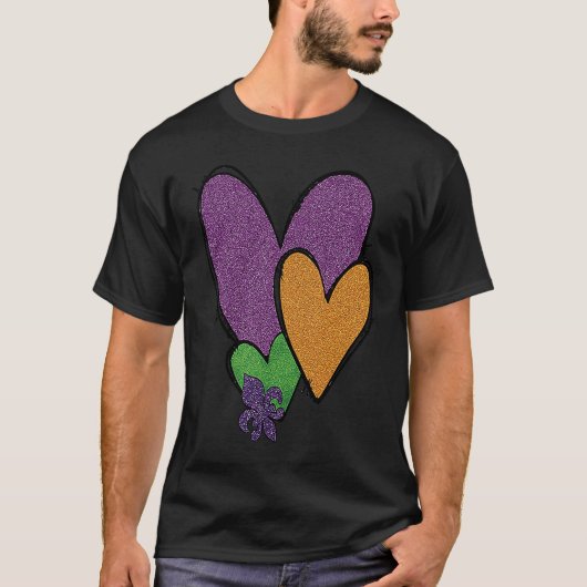 Mardi Gras Fleur De Lis Heart Fat Tuesday Mardi Gr Tシャツ (正面)