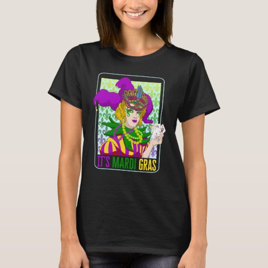 Mardi Gras Fleur De Lis Mardi Gras Carnival Jester Tシャツ (正面)