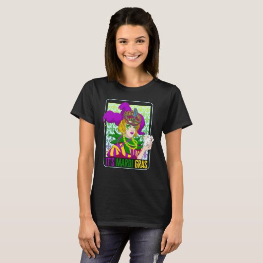 Mardi Gras Fleur De Lis Mardi Gras Carnival Jester Tシャツ (正面フル)