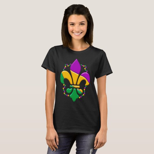 Mardi Gras Fleur De Lis Paint Splatter Girl Boy Me Tシャツ (正面フル)