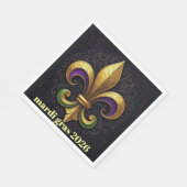 Mardi Gras Fleur de Lis Party スタンダードランチョンナプキン (角)