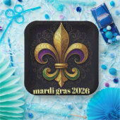 Mardi Gras Fleur de Lis Party ペーパープレート (パーティー)