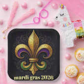 Mardi Gras Fleur de Lis Party ペーパープレート (パーティー)