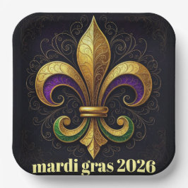 Mardi Gras Fleur de Lis Party ペーパープレート