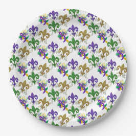 Mardi Gras fleur de lis party ペーパープレート