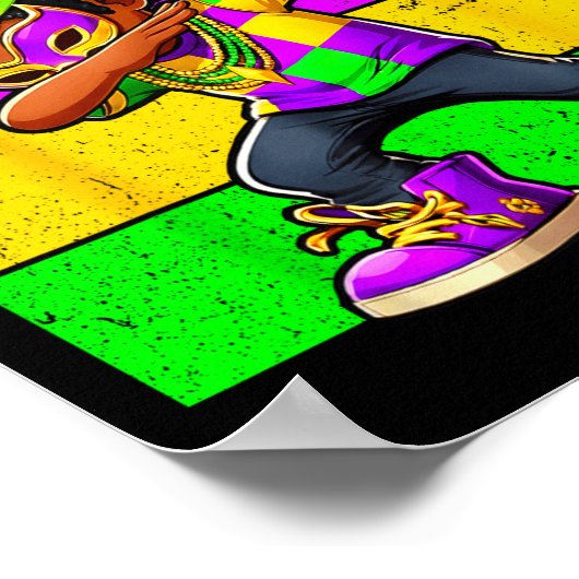 Mardi Gras Funny Dabbing Black Boy Jester Hat Kid  ポスター (角)