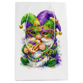 Mardi Gras Gnome Eating King Cake ミディアムペーパーバッグ (正面)
