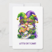 Mardi Gras Gnome Eating King Cake 招待状 (正面)