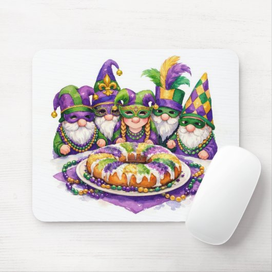 Mardi Gras Gnome Party With King Cake マウスパッド (マウス)