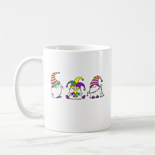 Mardi Gras Gnome Trio Cute Carnival コーヒーマグカップ (左)