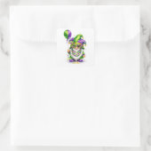 Mardi Gras Gnome With Party Balloon スクエアシール (バッグ)