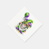 Mardi Gras Gnome With Party Balloon スタンダードカクテルナプキン (角)