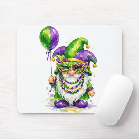 Mardi Gras Gnome with Party Balloon マウスパッド (マウス)