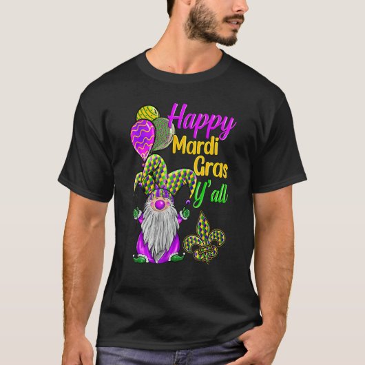Mardi Gras Gnomes Fleur De Lis Costume Carnaval Pa Tシャツ (正面)