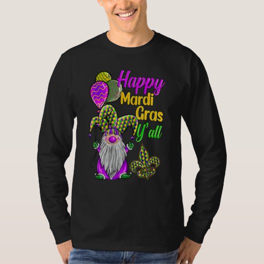 Mardi Gras Gnomes Fleur De Lis Costume Carnaval Pa Tシャツ (正面)