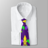 Mardi Gras Green Yellow Purple Fleur-de-Lis ネクタイ (タイ)