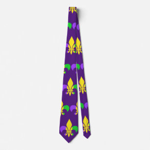 Mardi Gras Green Yellow Purple Fleur-de-Lis ネクタイ