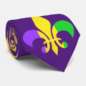 Mardi Gras Green Yellow Purple Fleur-de-Lis ネクタイ (ロール)