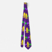 Mardi Gras Green Yellow Purple Fleur-de-Lis ネクタイ (裏面)