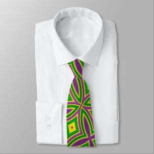 Mardi Gras Green Yellow Purple Pattern ネクタイ