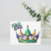 Mardi Gras Greeting with Crown and Beads シーズンポストカード (スタンド正面)