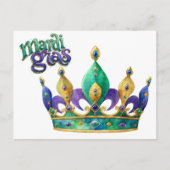 Mardi Gras Greeting with Crown and Beads シーズンポストカード (正面)