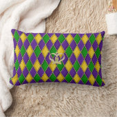 Mardi Gras Harlequin Pattern 2 w/crown Pillows ランバークッション (ブランケット)