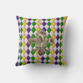 Mardi Gras Harlequin Pattern 3 w/crown Pillows クッション (裏面)
